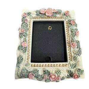 VINTAGE Picture Photo Frame ~ 1.5x2” Floral Colorful Ornate Standing Decor